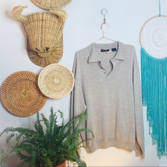 vtg vsco polo tan oversized boyfriend pullover - Picture 4 of 6